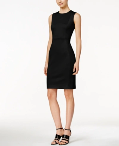 Shop Calvin Klein Petite Scuba Crepe Sheath Dress In Black