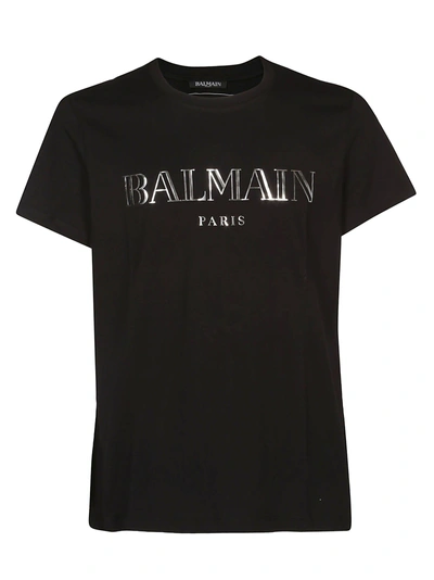 Shop Balmain Logo Printed T-shirt In Black