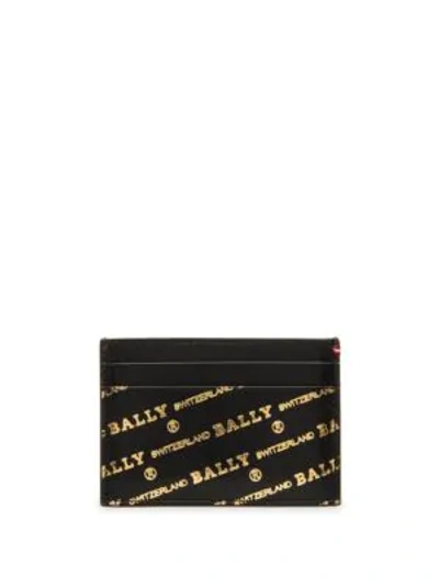 Shop Bally Bhar Logo Leather Card Case In Black Gold