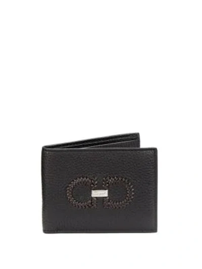 Shop Ferragamo Firenze Logo Intreccio Leather Bifold Wallet In Black