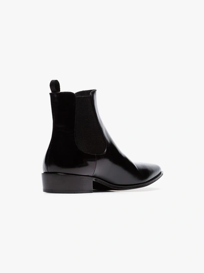 Shop Prada 30 Leather Ankle Boots In Black