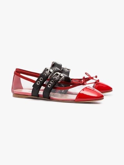 Shop Miu Miu Ballerinas Mit Schnallen In Lacca/nero