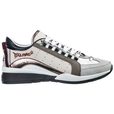Shop Dsquared2 Men's Shoes Leather Trainers Sneakers 551 In Beige