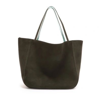 Shop Jimmy Choo Stevie Tote Reversible Vine And Cool Mint Suede And Nappa Metallic Nappa Tote Bag In Vine/cool Mint