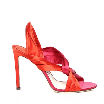Shop Jimmy Choo Lalia 100 Chilli Mix Satin Heels With Intertwined Upper