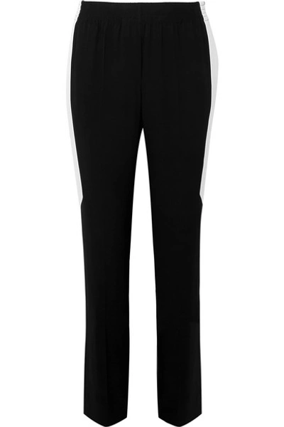 Shop Givenchy Striped Crepe Straight-leg Pants In Black