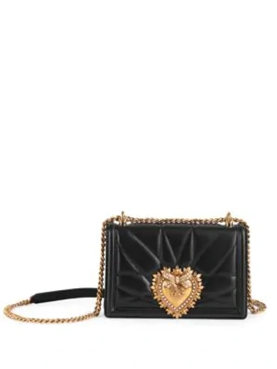 Shop Dolce & Gabbana Women's Medium Devotion Quilted Leather Shoulder Bag In Black