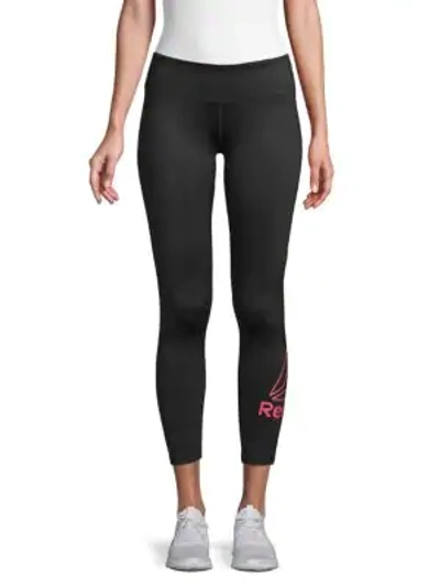 Shop Reebok Logo Leggings In Black