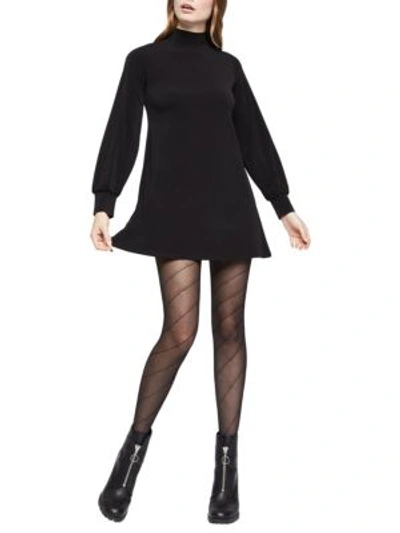Shop Bcbgeneration Knit City Long-sleeve Mini Dress In Black