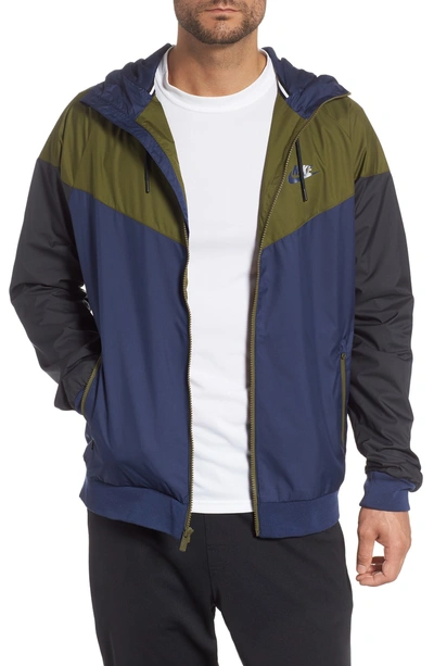 Nike Windrunner Colorblock Jacket In Midnight Navy/ Olive Canvas | ModeSens