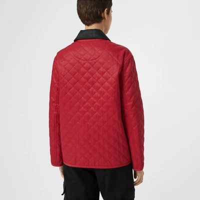 Shop Burberry Diamond Quilted Barn Jacket In Red