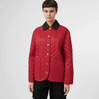 Shop Burberry Diamond Quilted Barn Jacket In Red