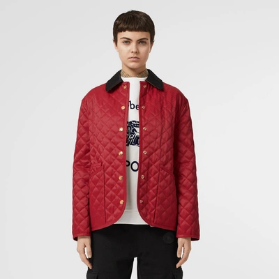 Shop Burberry Diamond Quilted Barn Jacket In Red