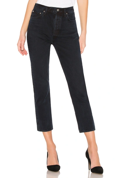 Shop Agolde Riley High Rise Straight Crop In Satellite