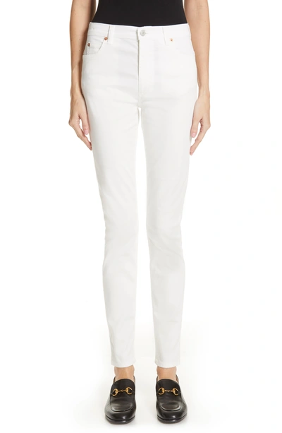 Shop Gucci High Waist Skinny Jeans In 9200 Ivory