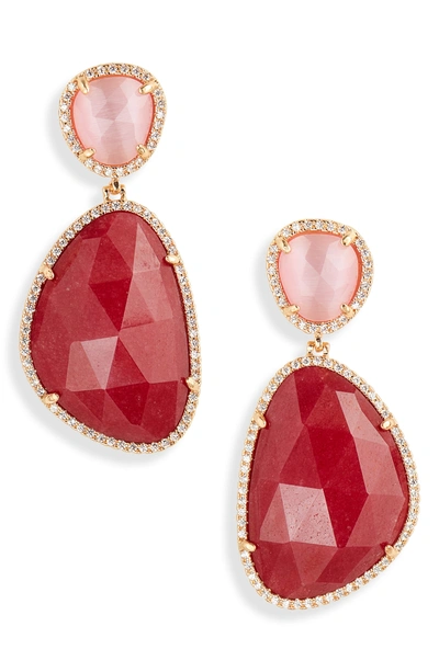 Shop Stella & Ruby Jade Drop Earrings In Gold/ Red