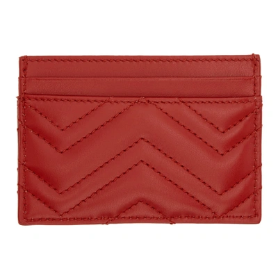 Shop Gucci Red Gg Marmont Card Holder In 6433 Red