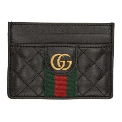 Shop Gucci Black Quilted Card Holder In 1060 Black