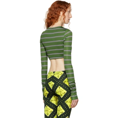 Shop Marc Jacobs Green Redux Grunge Striped Cropped Shirt In 376 Gre/ivo