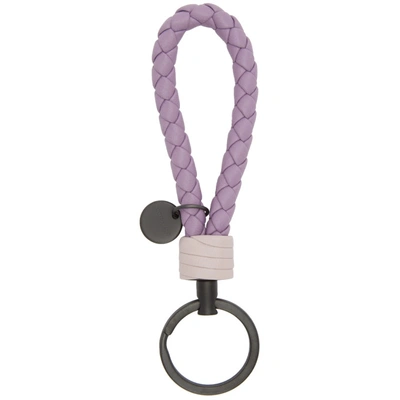 Shop Bottega Veneta Purple Intrecciato Loop Keychain In 5406-wis/qu