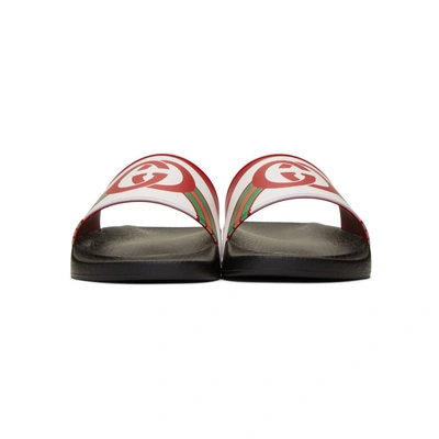 Shop Gucci Red Gg Rainbow Pool Slides In 6527 Red