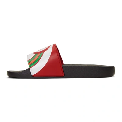 Shop Gucci Red Gg Rainbow Pool Slides In 6527 Red