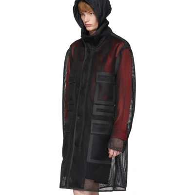 Shop Fendi Black Mesh  Mania Hooded Coat In F0qa1 Black