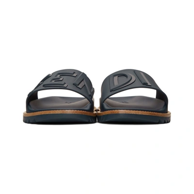 Shop Fendi Navy Logo Slides In F0rbb.blu