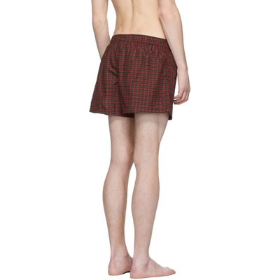 Shop Vetements Red Check Swim Shorts In Redcheck