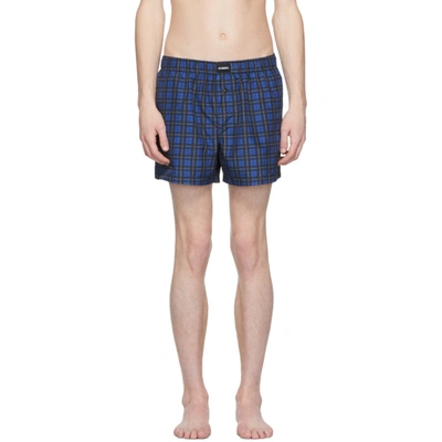 Shop Vetements Blue Check Swim Shorts In Bluecheck