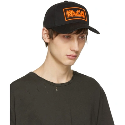 Shop Mcq By Alexander Mcqueen Mcq Alexander Mcqueen Black And Orange Embroidered Metal Logo Cap In 1169 Blk/or