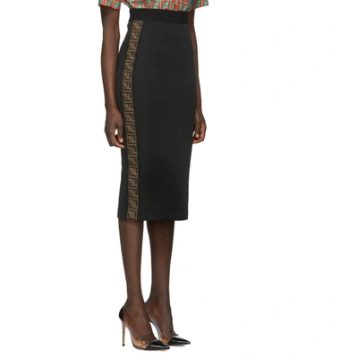 Shop Fendi Black And Brown Forever  Pencil Skirt In F0gme Black