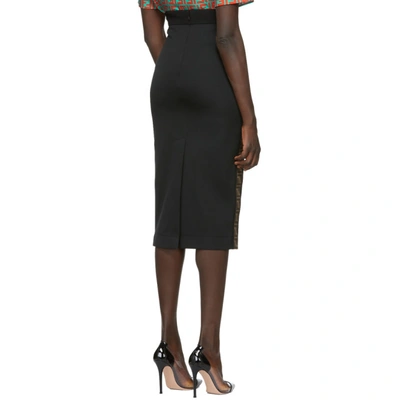 Shop Fendi Black And Brown Forever  Pencil Skirt In F0gme Black