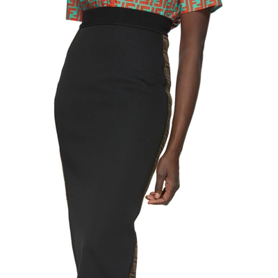 Shop Fendi Black And Brown Forever  Pencil Skirt In F0gme Black