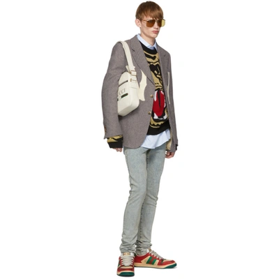 Shop Gucci Black And White Ny Yankees Edition Patch Blazer In 9105 White