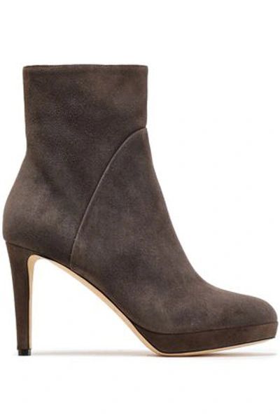 Shop Sergio Rossi Woman Royal Suede Ankle Boots Taupe