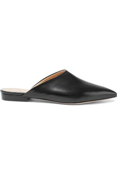 Shop Iris & Ink Daphne Leather Slippers In Black