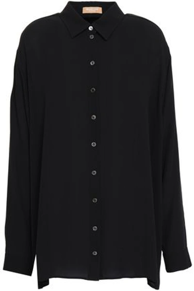 Shop Michael Kors Collection Woman Silk-crepe Shirt Black