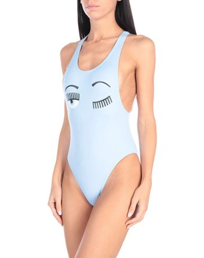 Shop Chiara Ferragni One-piece Swimsuits In Sky Blue