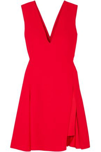 Shop Versace Woman Layered Satin-crepe Mini Dress Red