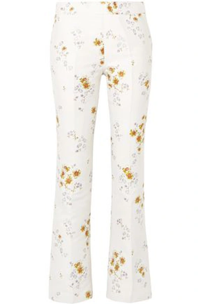 Shop Giambattista Valli Woman Floral-jacquard Bootcut Pants Ivory