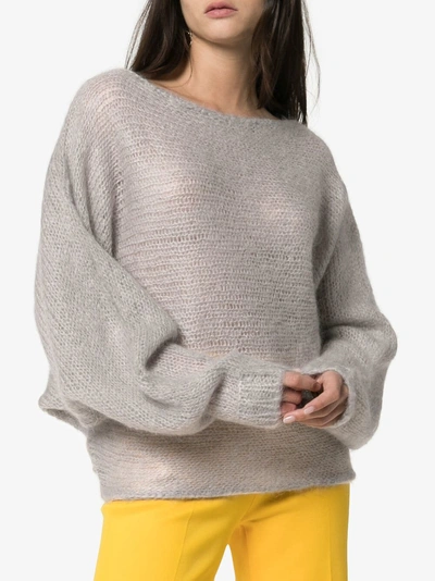 Shop Simon Miller Batwing Sleeve Knitted Mohair Wool Jumper In 44102 Grey