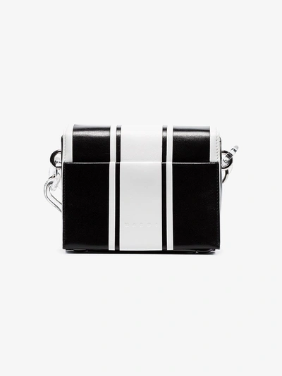 Shop Marni Black And White Caddy Leather Shoulder Bag In Zi926 Black-stone White