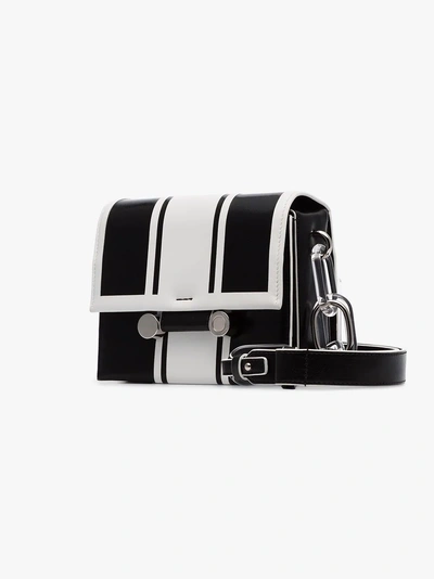 Shop Marni Black And White Caddy Leather Shoulder Bag In Zi926 Black-stone White