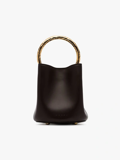 Shop Marni Black Pannier Leather Bucket Bag In 00m98 Black