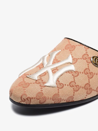 Shop Gucci Women's Slipper Gg With Ny Yankees ™ Patches In Neutrals