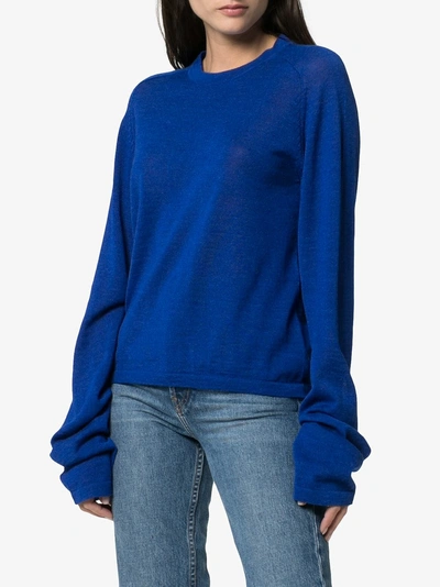 Shop Carcel Extended Sleeve Alpaca Wool Jumper In Blue