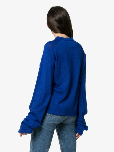 Shop Carcel Extended Sleeve Alpaca Wool Jumper In Blue