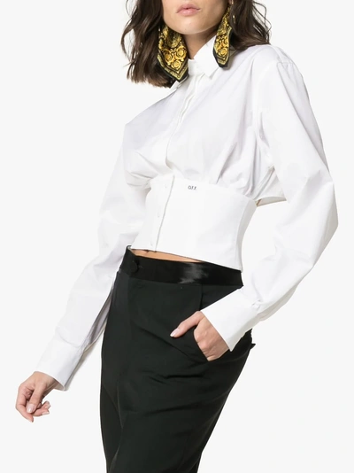 Shop Off-white Collared Lace Up Back Shirt