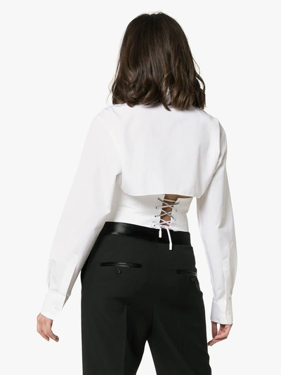 Shop Off-white Collared Lace Up Back Shirt